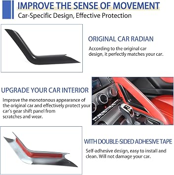 Daeiclru Center Console Gear Shift Panel Side Trim Cover Compatible with Jaguar F-Type 2013-2024, ABS Car Gear Shift Right Side Trim Strip, Interior Accessories (Matt Black)