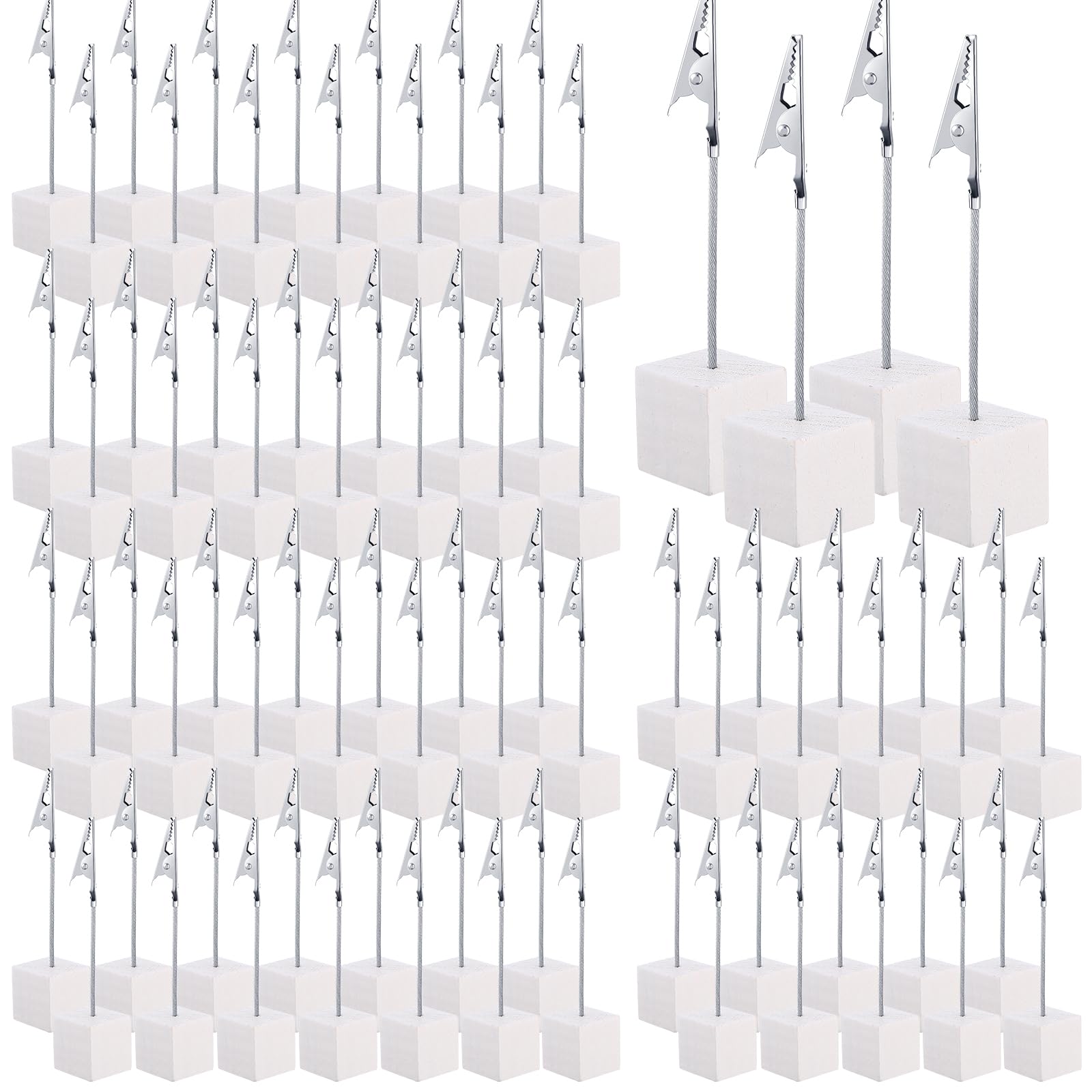 100 Pcs Cube Base Memo Clip Holder with Alligator Clip, White