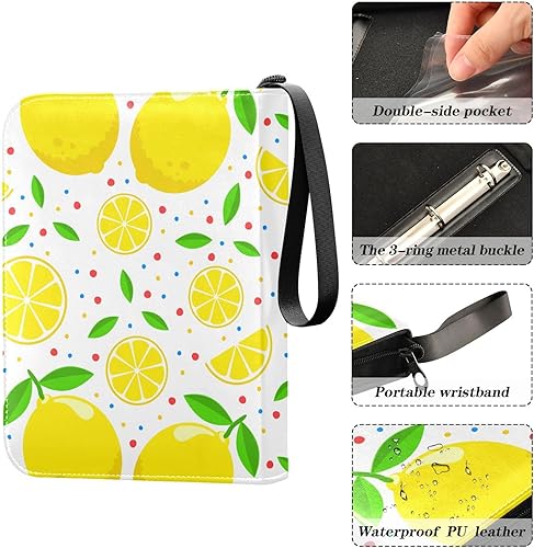 Miniatura 4 de Lemons Trading Card Binder 4-Pocket Game Cards Album Folder PU Cover Card Storage Album 3-Ring Zip Binder Card Folders for Teen