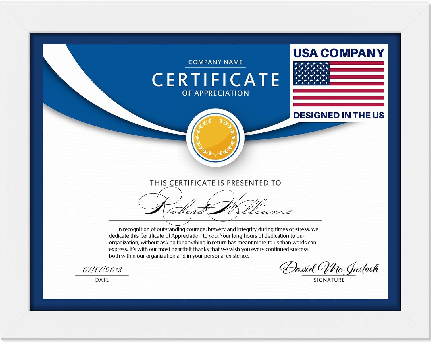 8.5x11 Diploma Frame, Black, Exclusives, Sturdy Wood Composite Frame