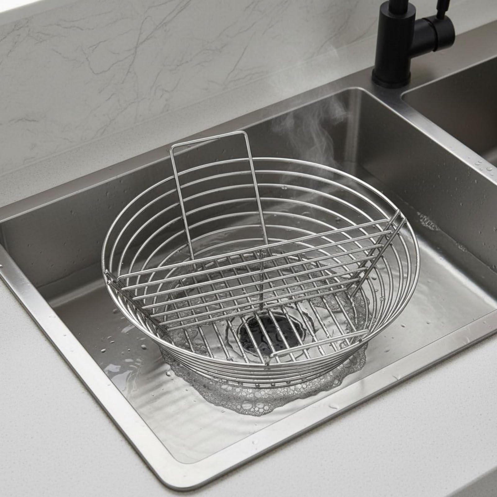 Carbone Barbecue Cestino Bricchette Contenitore Carbone Supporto Griglia in Acciaio Inox con Divisorio per Ventilazione Uniforme E Gestione Calore, Per Forni Da 19 Pollici