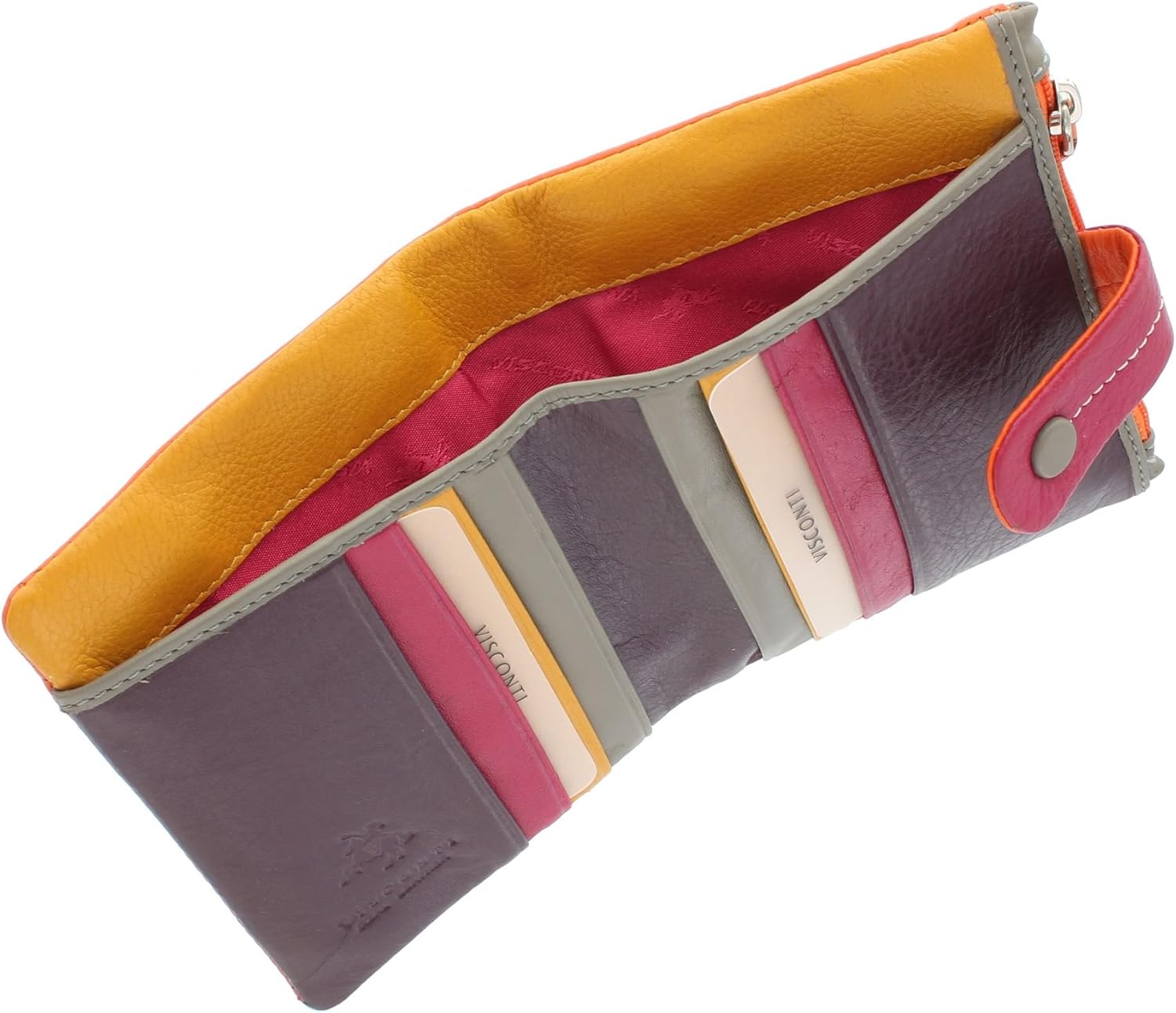 VISCONTI Mimi Collection Mojito Compact Multicoloured Leather Purse M77 Orange Multi - Image 5