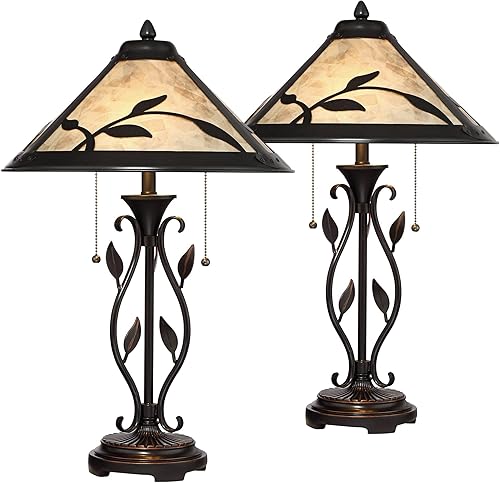 Miniatura 2 de Franklin Iron Works Feuille - Juego de 2 lámparas de mesa decorativas de 23 34 pulgadas de hoja alta y vid, estilo rústico, estilo casa de campo,