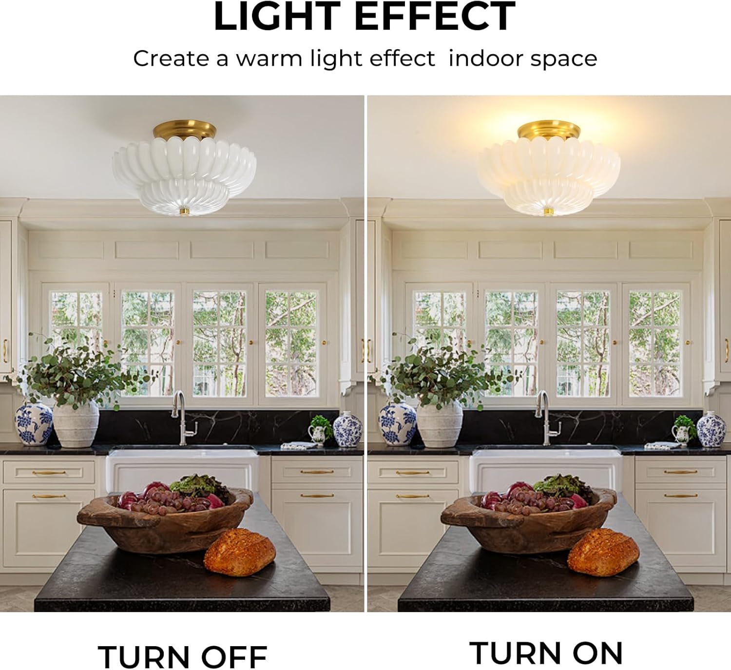 Semi Flush Mount Ceiling Light Fixture Vinatge Gold Ceiling Lights Mid Century Modern Milk White Glass Close to Ceiling Lighting Fixtures for Bedroom Hallway Foyer Bathroom Kitchen Laundry Room