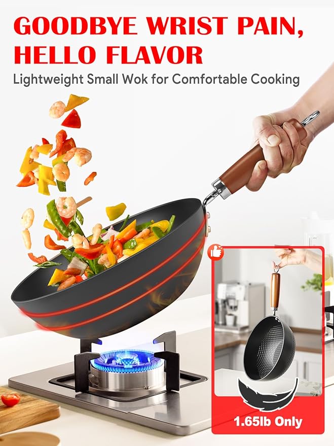 Wok de Acero al Carbono 9.5 Pulgadas con Tapa de Vidrio miniatura 3