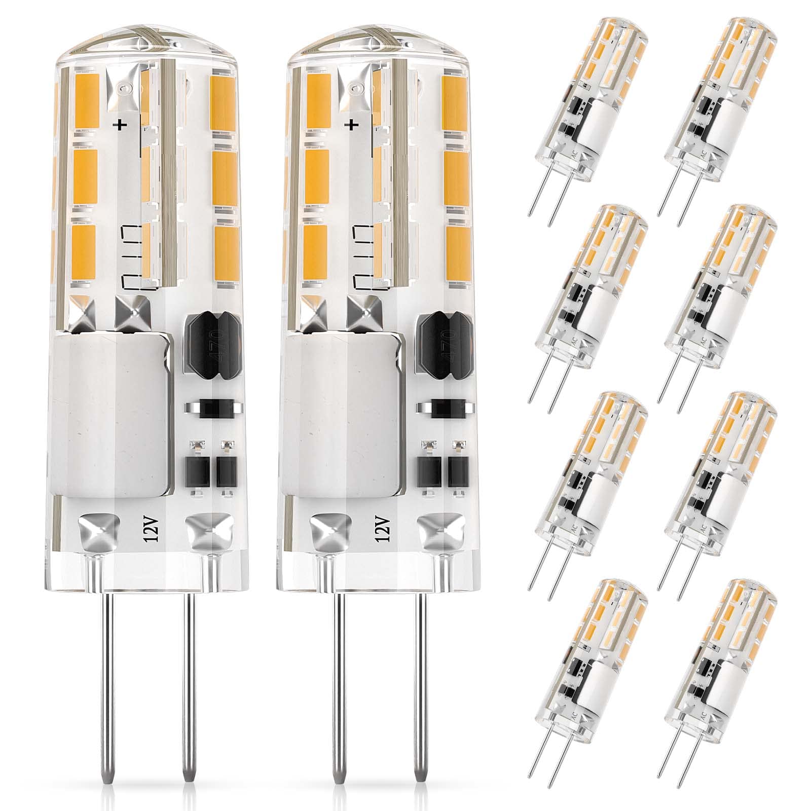 DiCUNO G4 LED Warmweiß Birnen, 12V 1,2W ersetzt 10W Halogenlampe, 3000K, 120lm Energiesparlampe, G4 mini LED Leuchtmittel, Flimmerfrei, Nicht dimmbar, 10er Pack