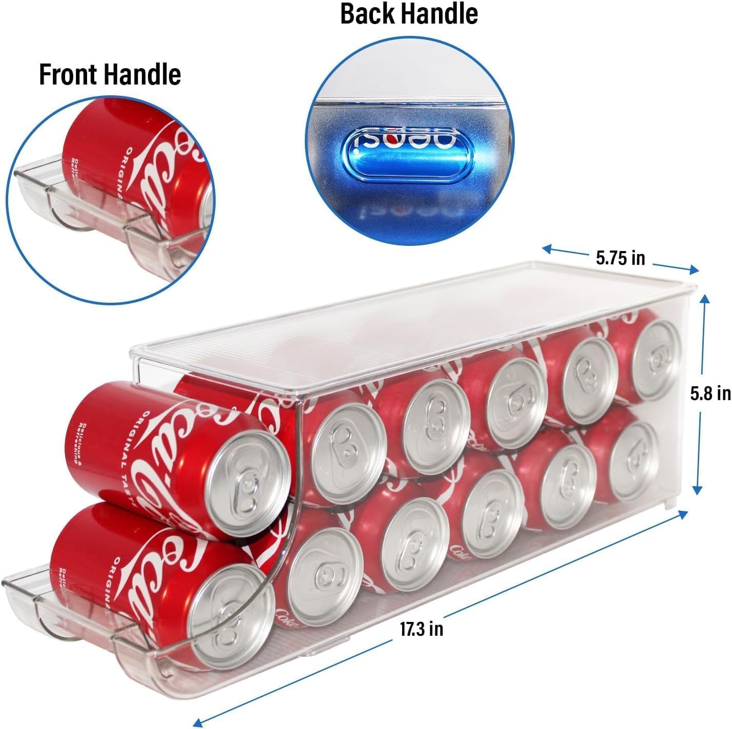 Organizador de latas de refresco con tapas, dispensador de latas de refresco apilable para refrigerador, organizador de latas transparente y contenedores de almacenamiento para nevera, cocina