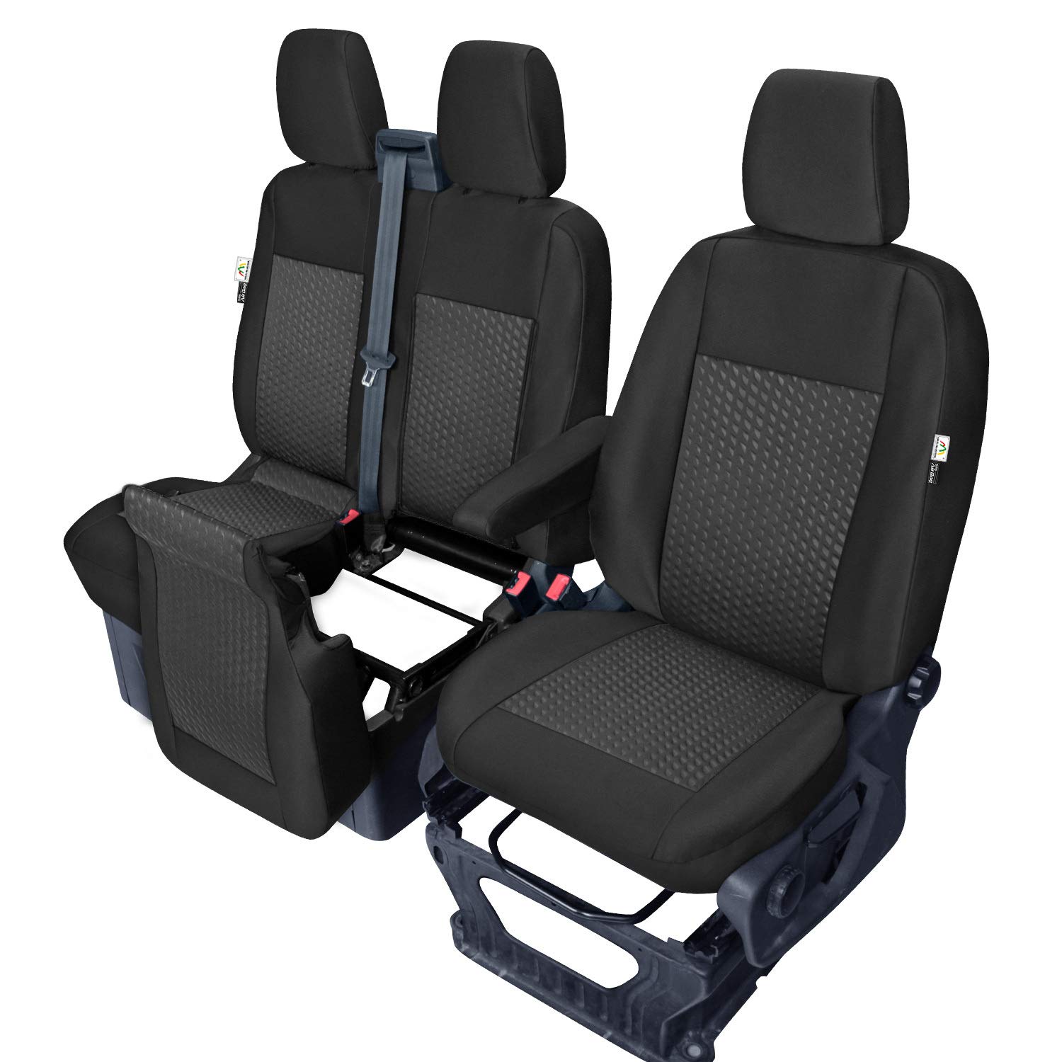 Coprisedili anteriori per sedile conducente, coprisedile per sedile passeggero doppio sedile compatibile con Ford Transit VIII dal 2013