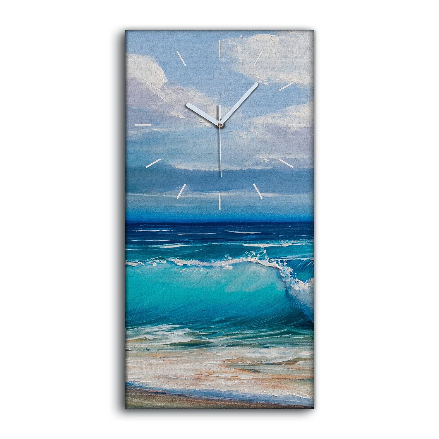 Horloge sur toile la mer waves moam silencieuse 30x60cm image moderne