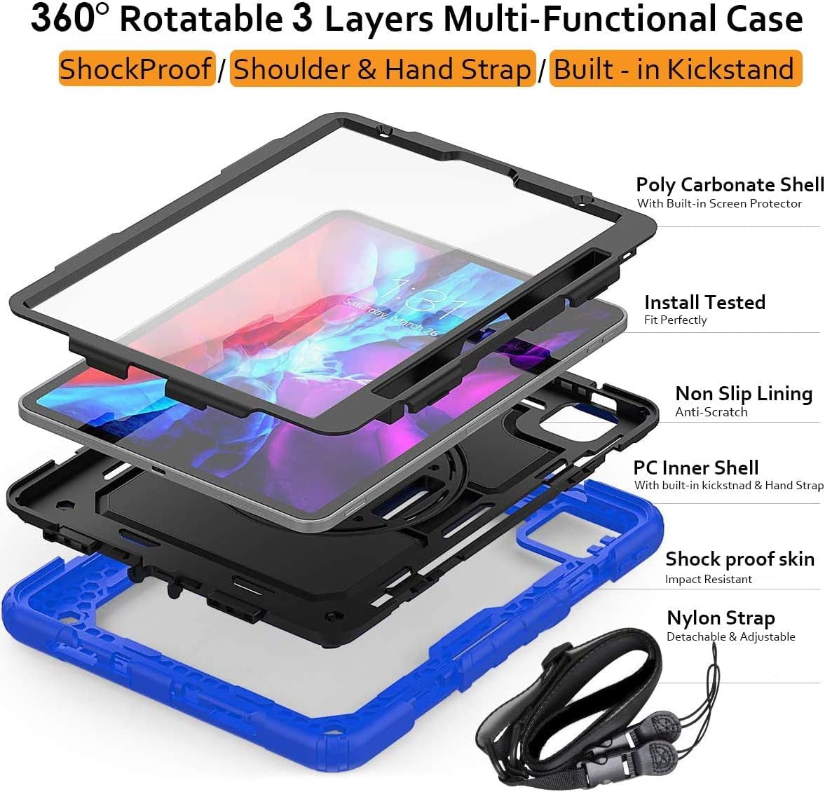 DuraSafe Cases for iPad 10th Gen 10.9 inch 2022 Protective Shockproof Case A2696 MPQ13LL/A MPQ33LL/A MPQ03LL/A MPQ23LL/A A2757 MPQ93LL/A MPQC3LL/A A2777 MPQ83LL/A MPQA3LL/A MQ6K3LL/A MQ6L3LL/A - Blue