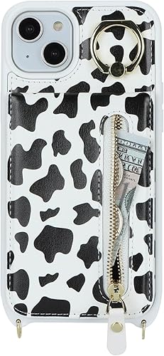 Miniatura 5 de Funda para iPhone 14 con tarjetero para mujer, iPhone 14 con correa y ranuras para tarjetas de crédito, bandolera con cremallera y función atril