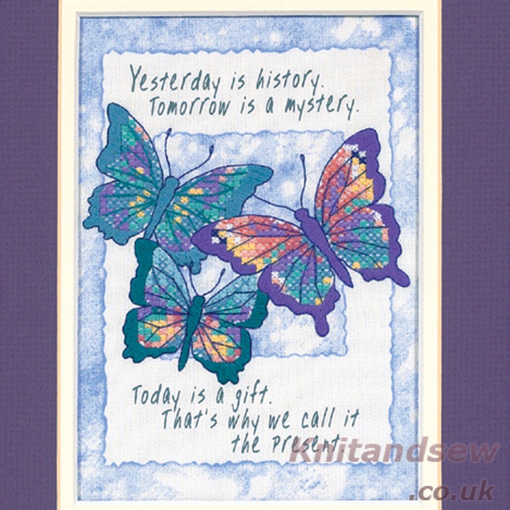 Kit point de croix compté Dimensions Jiffy Today Is A Gift pour broderie 13x18 cm