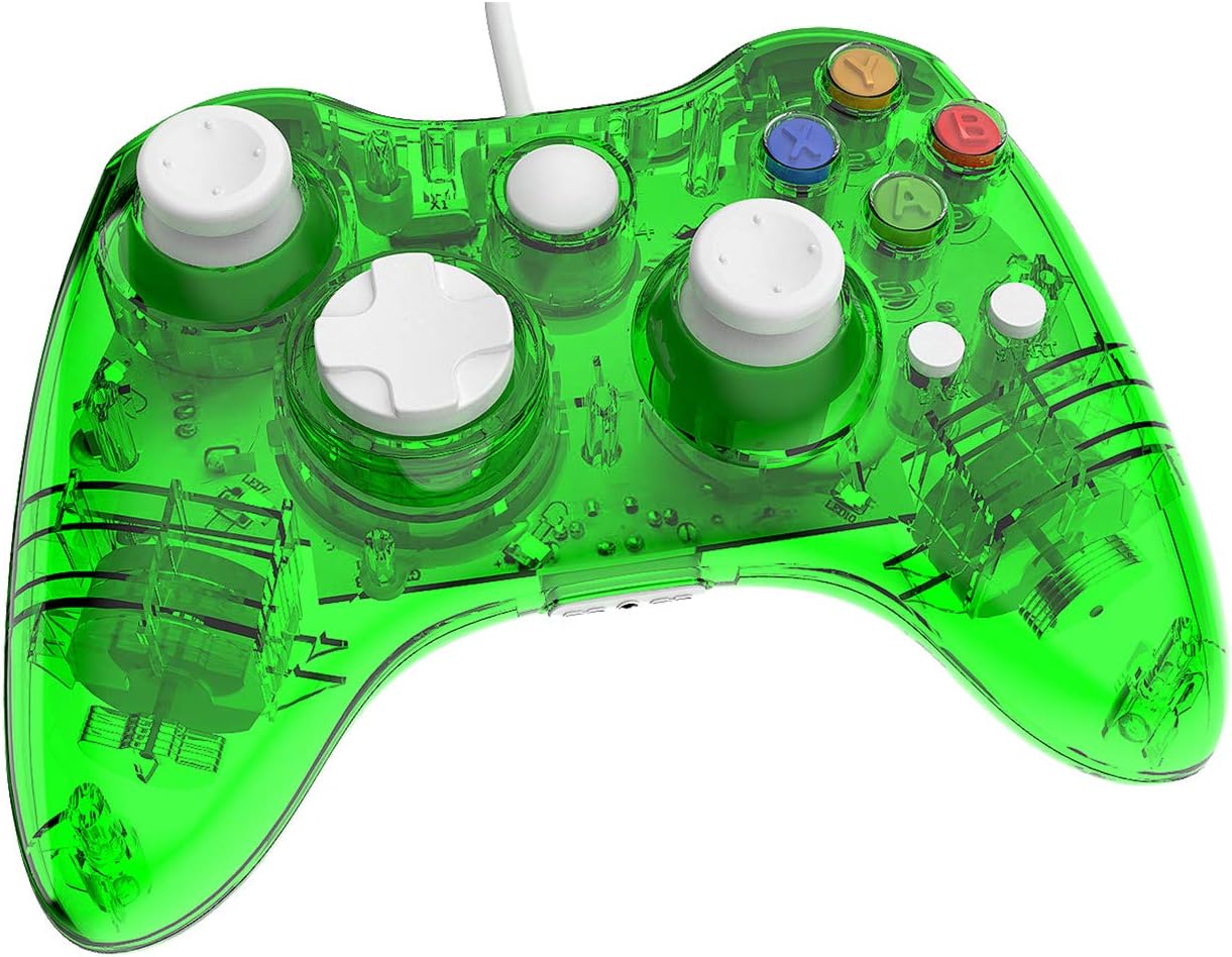 Wired 360 Controller Dual Vibrator Wired Gamepad Gaming Joypad, Green - PAWHITS
