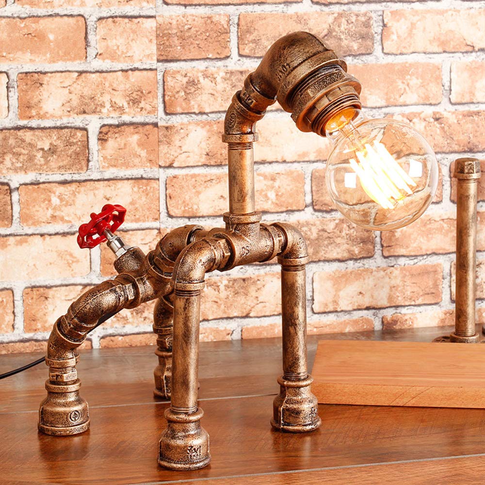 Retro Wasserrohr Tischlampe Kreative Tiere Hund Tischleuchte E27 Industrie Leseleuchte Nachttischlampe Lesen Schlafzimmer Arbeits Büro Schreibtischlampe