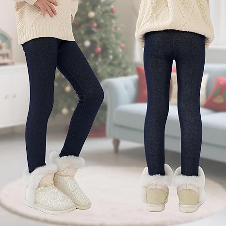 Legging Chaud Enfant Auranso Thermo Leggings Filles Enfants Leggins Thermiques D'hiver Doublé (Lot De 2) Multicolor 5 104-110 Legging Thermique Enfant