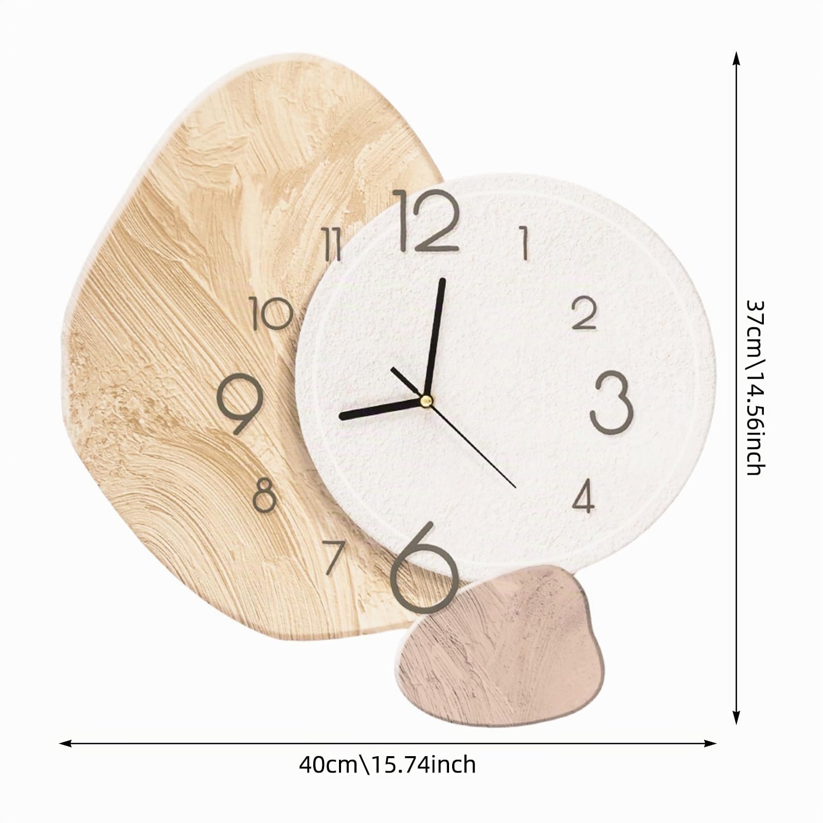 Kreative Wanduhr 40x37cm, Unregelmäßige Moderne Uhr, Gold+Weiß | Moderne Design Wanduhr mit Quarzwerk, Mid-Century-Stil Dekoration für Schlafzimmer, Wohnzimmer, Kreative Räume