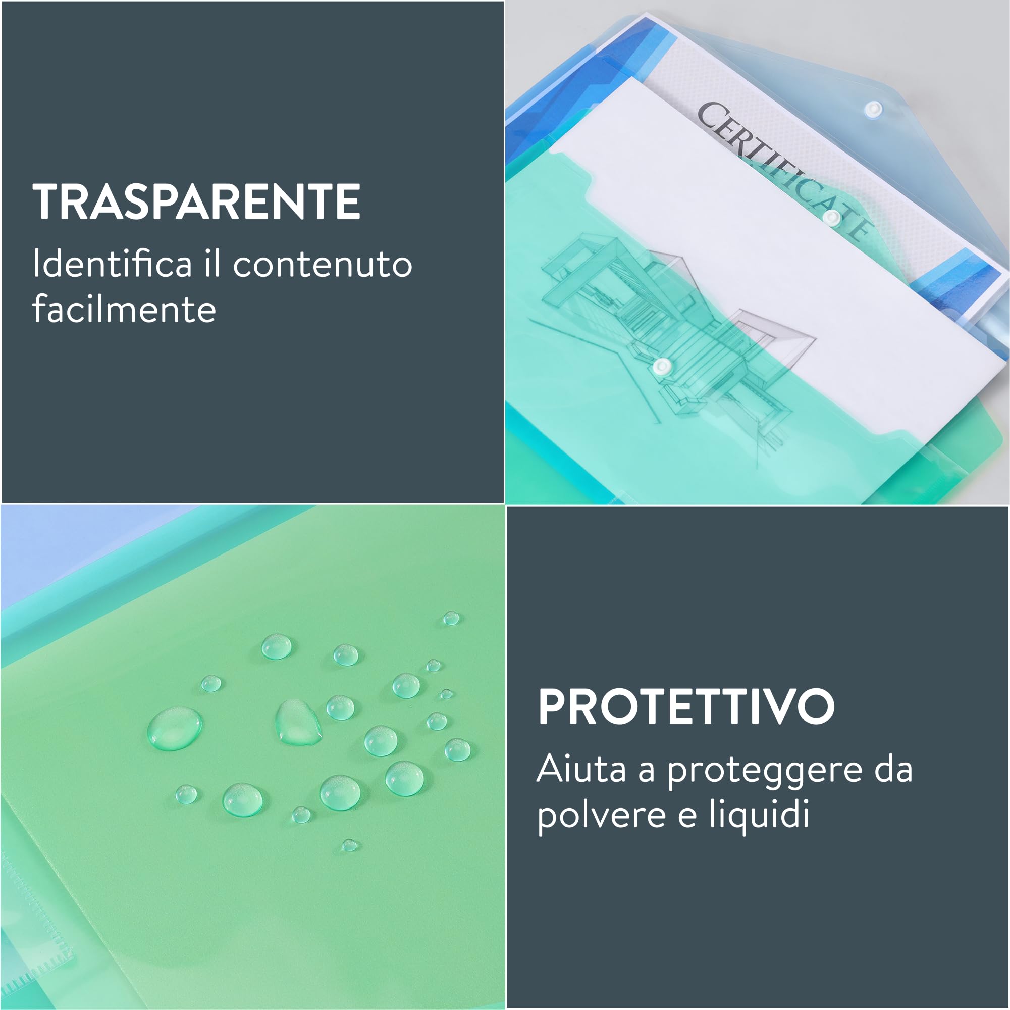 H&S, 30 cartelline portadocumenti in plastica, formato A4
