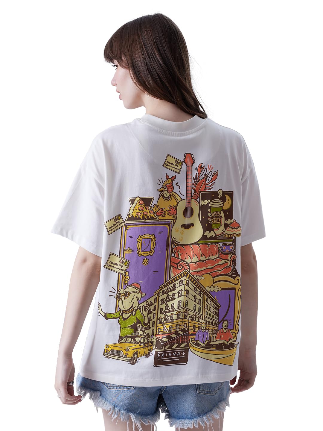 The Souled StoreF.R.I.E.N.D.S: All Elements Womens Oversized Fit Graphic Printed Half Sleeve Cotton White Women Oversized T-Shirts