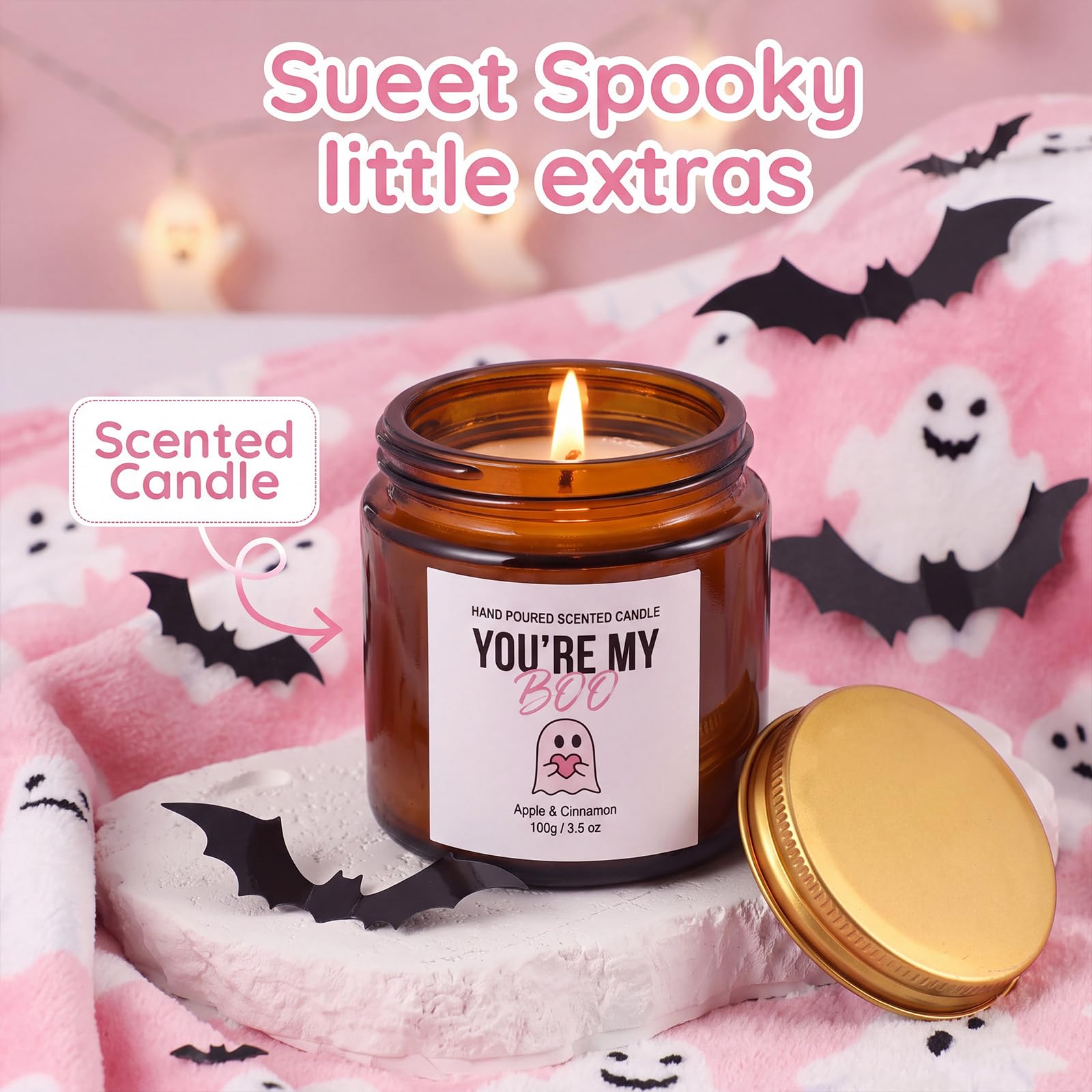 Patelai Halloween Boo Geschenkkorb-Set für Damen, rosa Geist