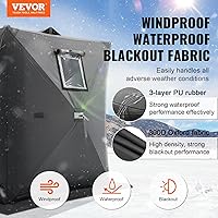 Vista 2 de VEVOR Portable Pop-Up Tent, 1-8 Person Insulated Shelter, Large Fishing Area, Hub-Style Shanty for Winter Fishing, Waterproof Oxford Ice Cube with