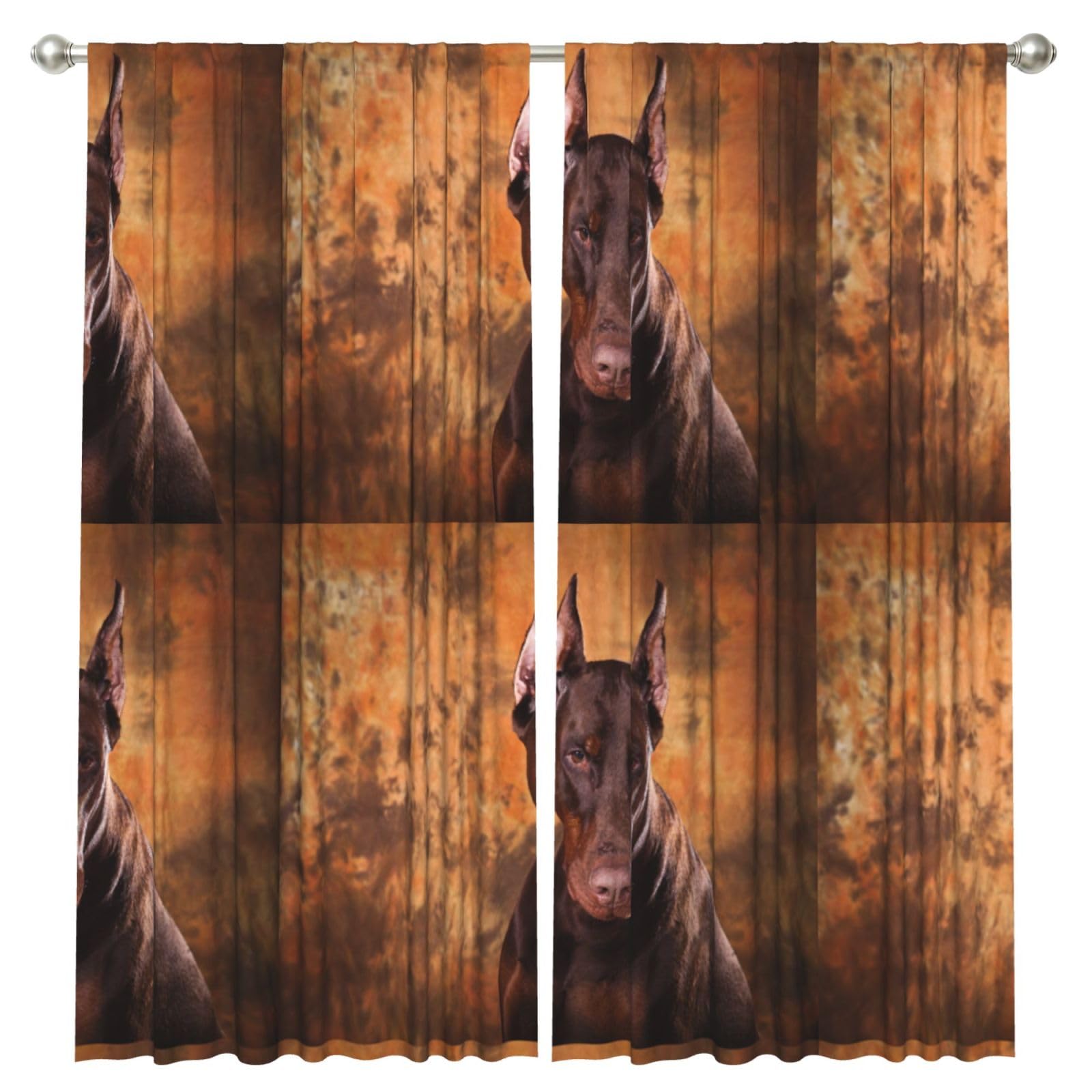 InOmak Cool Doberman Pinscher Dog, 2 Panels Window Curtains 52 x 84 Inch Blackout Curtains for Living Room Bedroom