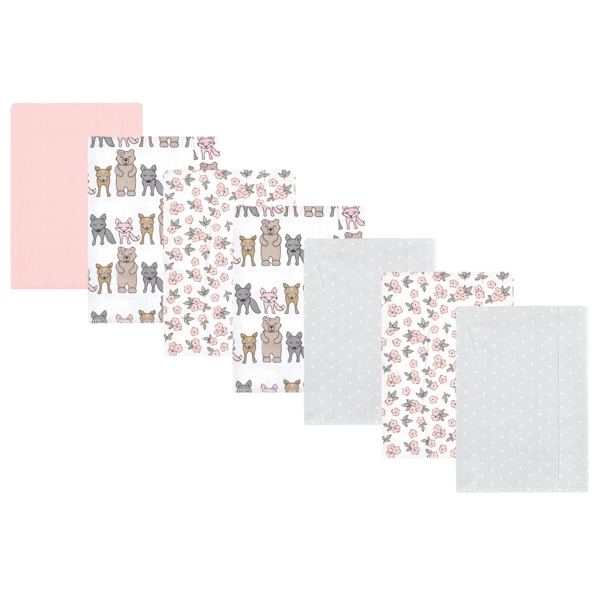 Luvable Friends Hudson Baby Flannel Burp Cloths 7pk, Woodland Bloom Pink