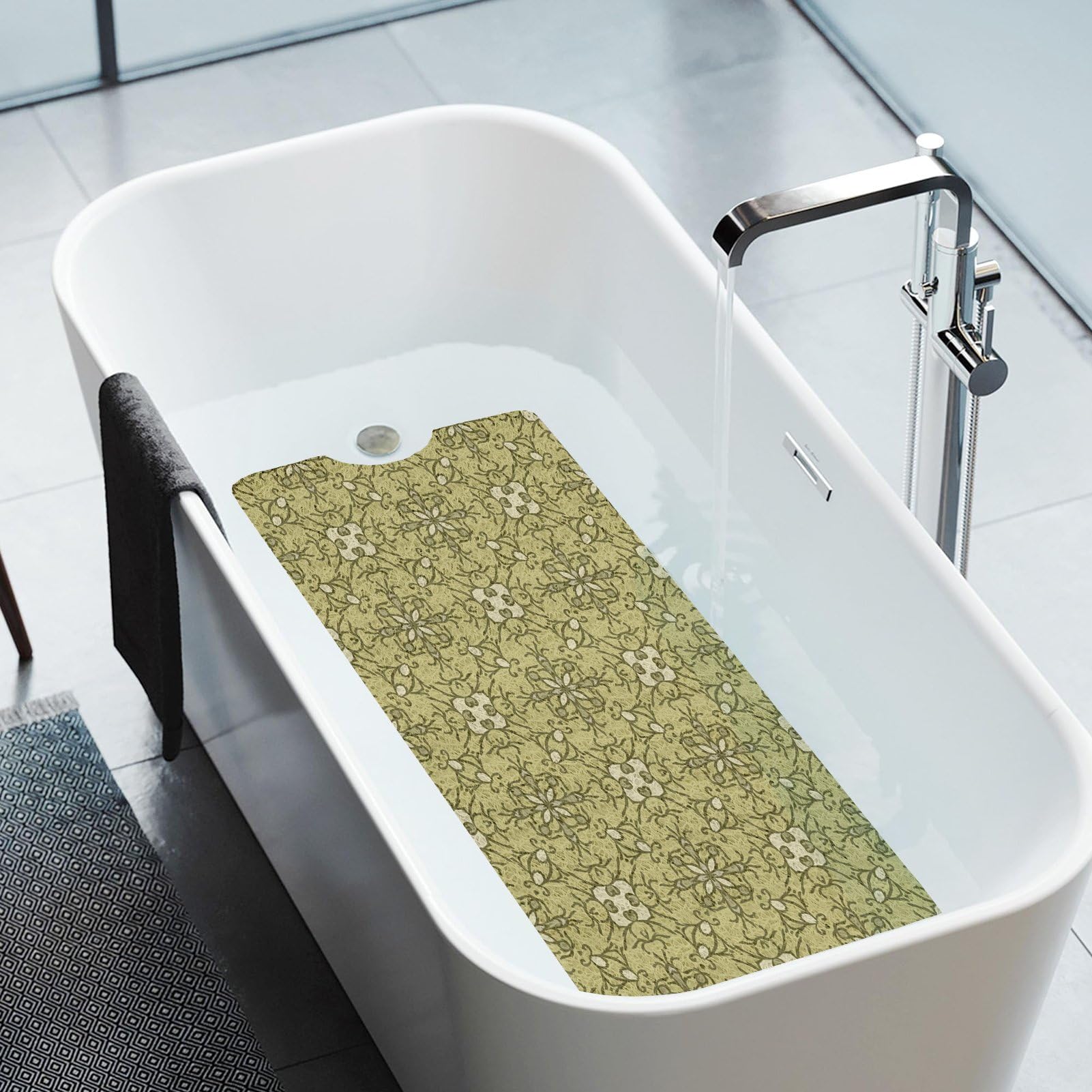 Tappetino da doccia antiscivolo, 120 x 160 cm, morbido, comodo, sicuro, antiscivolo, per vasca da bagno e zone umide, solo per cabine doccia sopra la salvia