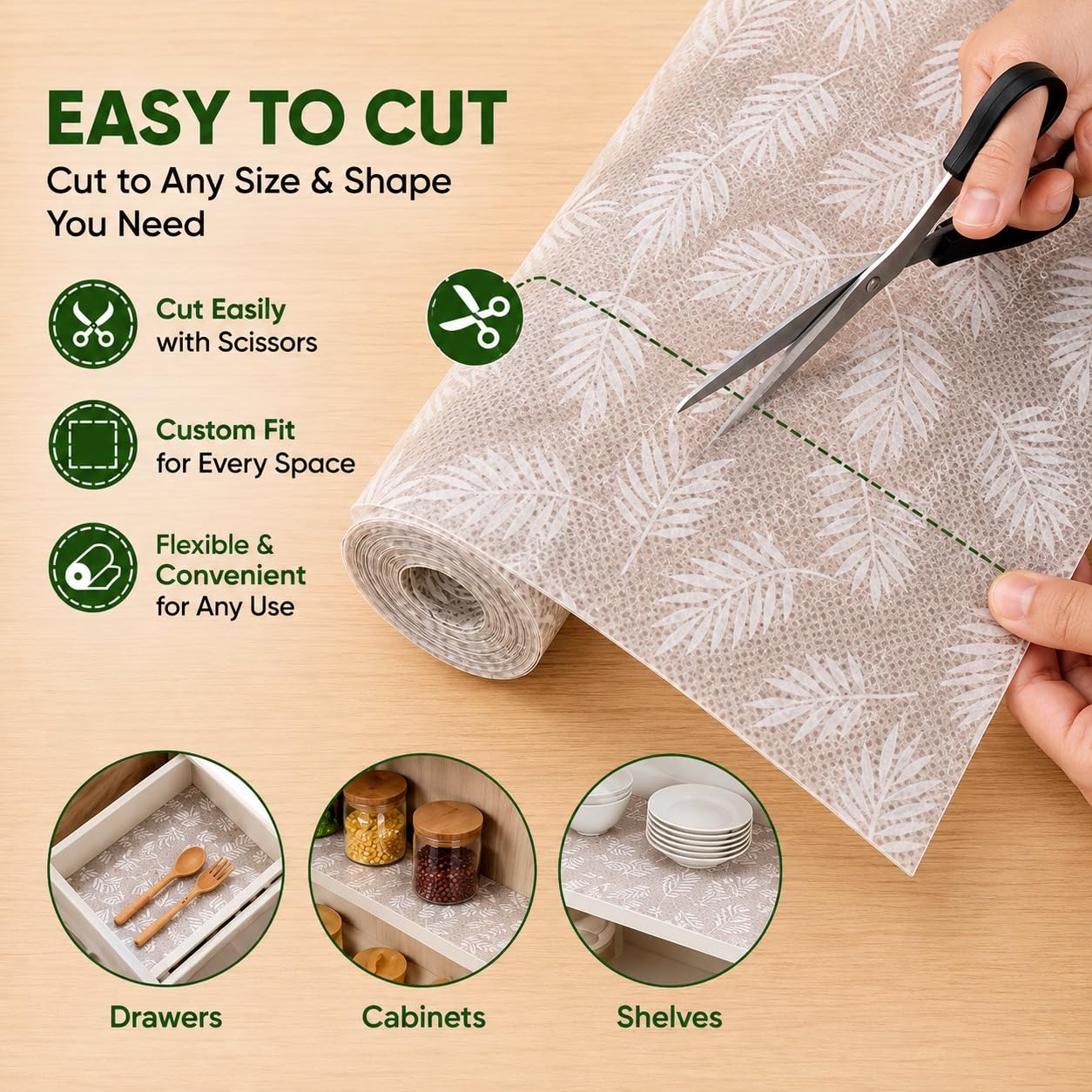 ASOMA Anti-Slip Kitchen Cabinet Drawer Shelf Liner Mat, Waterproof EVA — Amazon image 3