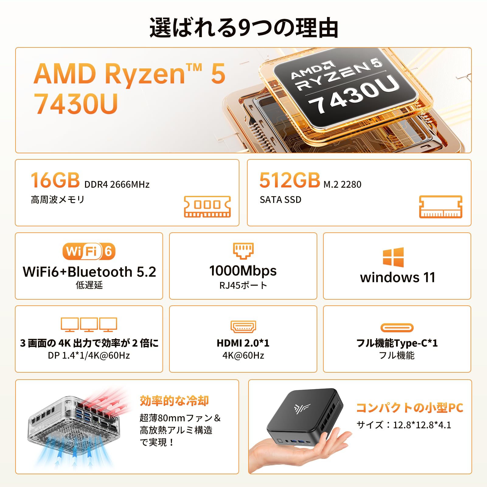 Amazon.co.jp: AMD Ryzen 5 7430U (6C/12T最大4.30GHz) ゲーミングpc