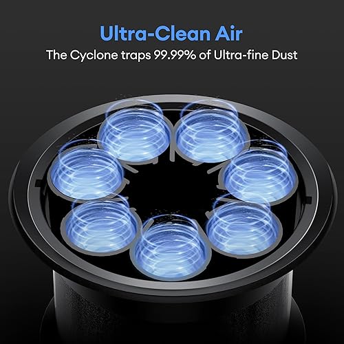 Miniatura 4 de Ultenic Aspiradora inalámbrica, 45 KPa 500 W, motor de palillo recargable, luz verde para detección de polvo, diseño de pie con taza de polvo de 1.5