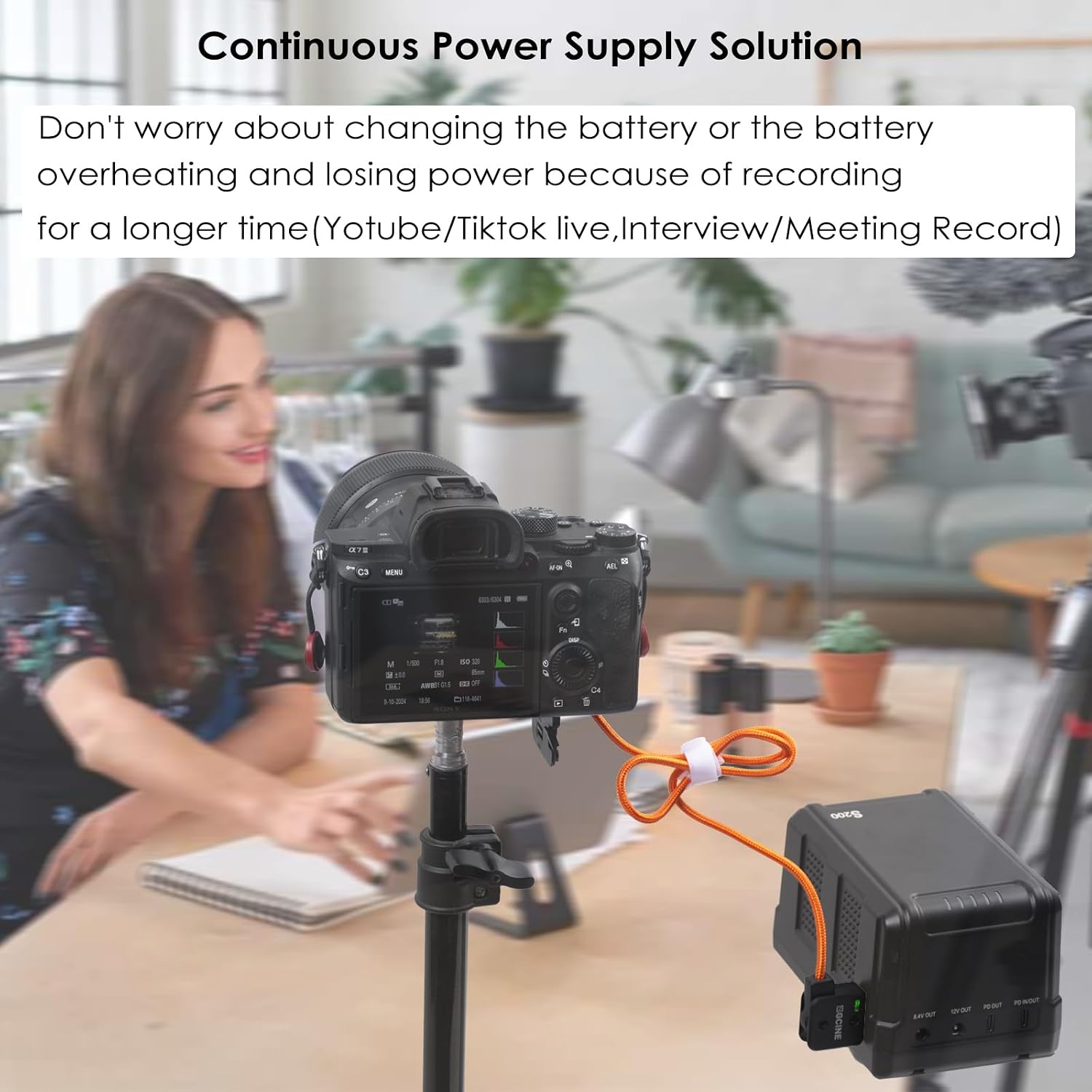 Rotatable D-Tap to NP-FZ100 Dummy Battery,Fully Decoded NP-FZ100 Power Cable for Sony A7R V,A7 IV,A7S III,A7R IV,A7R III,A7M3,A7C,A6600,A6700,ZV-E1,A1,A9,A9II Cameras