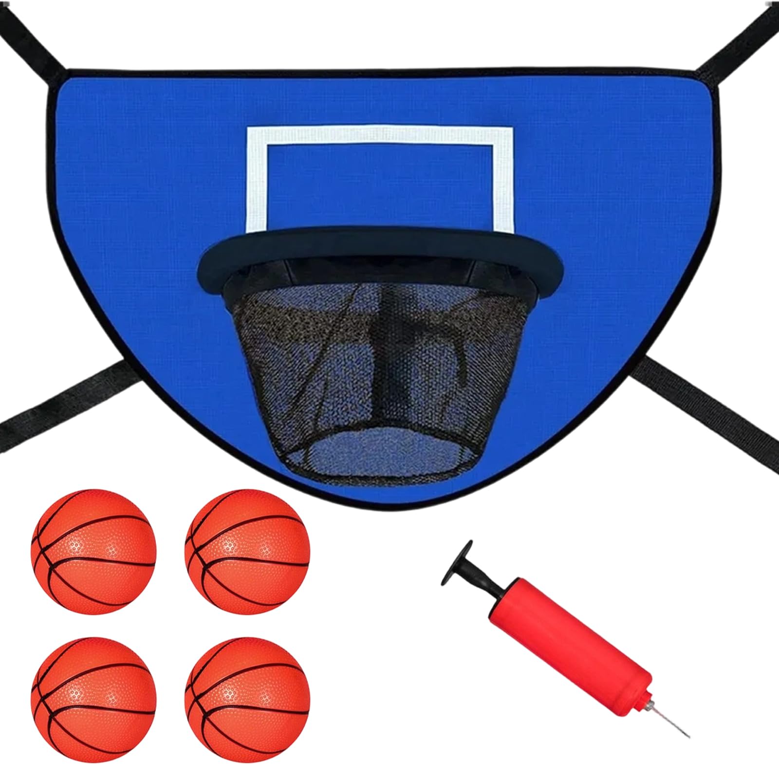 6 Trampoline Basketball Hoop Set with Breakaway Rim, 3 Mini Basketballs and Pump, Reusable Ball Hoop Accessories for Backyard Games, Ideal for Outdoor Family Entertainment