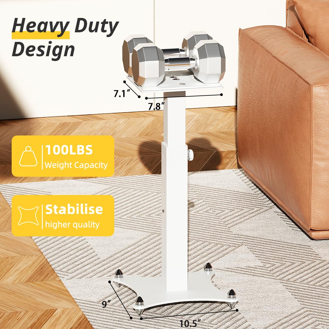 Supporto per altoparlanti, regolabile in altezza, 50-70 cm, universale, bianco, con gestione dei cavi, portata 30 kg, set da 2