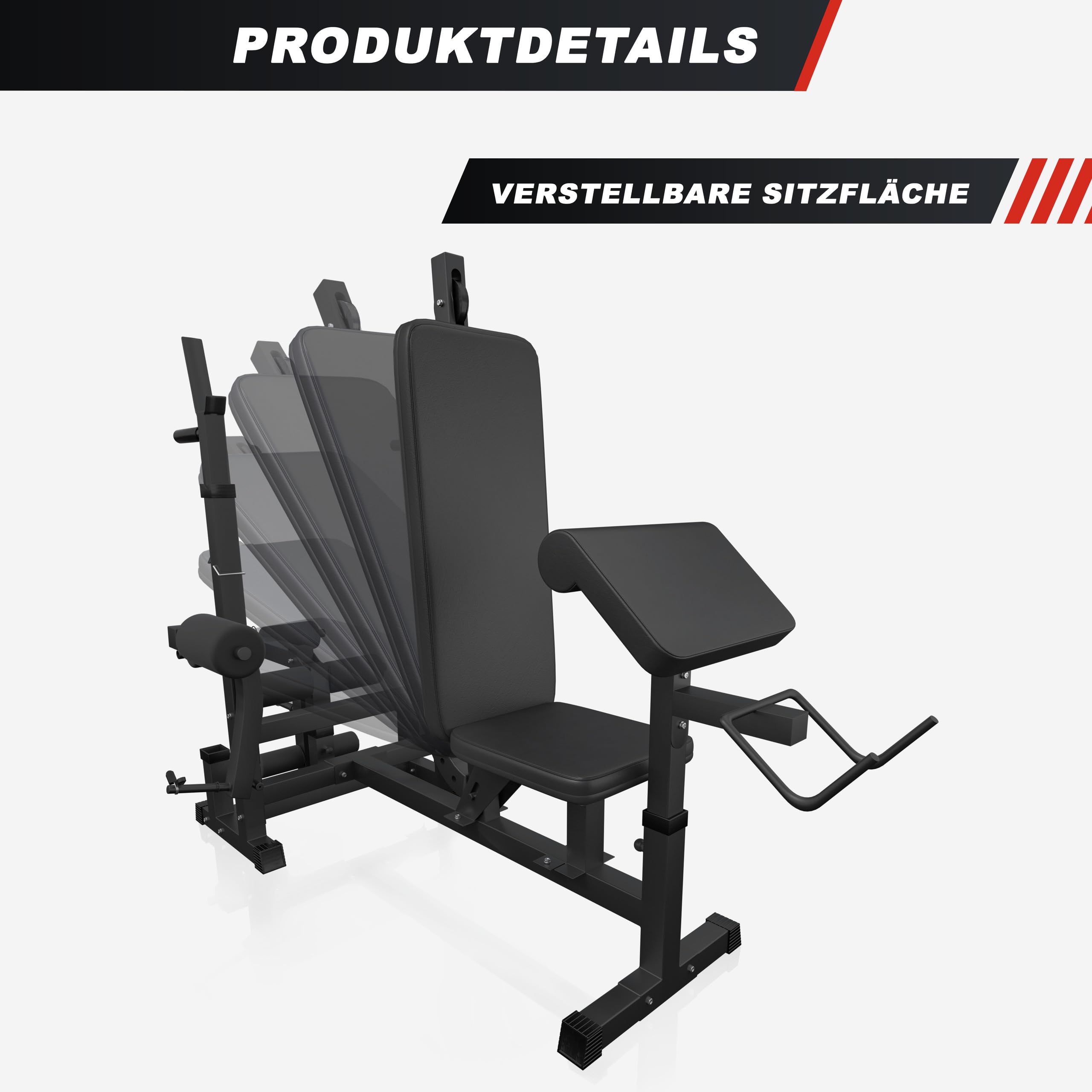GORILLA SPORTS® Hantelbank mit 100 kg Hantelset und Latzug , Ablage | Mit verstellbarer, Dip-Station, Butterfly, Curlpult und Beincurler, bis 280 kg; Multifunktionsbank und Kraftstation