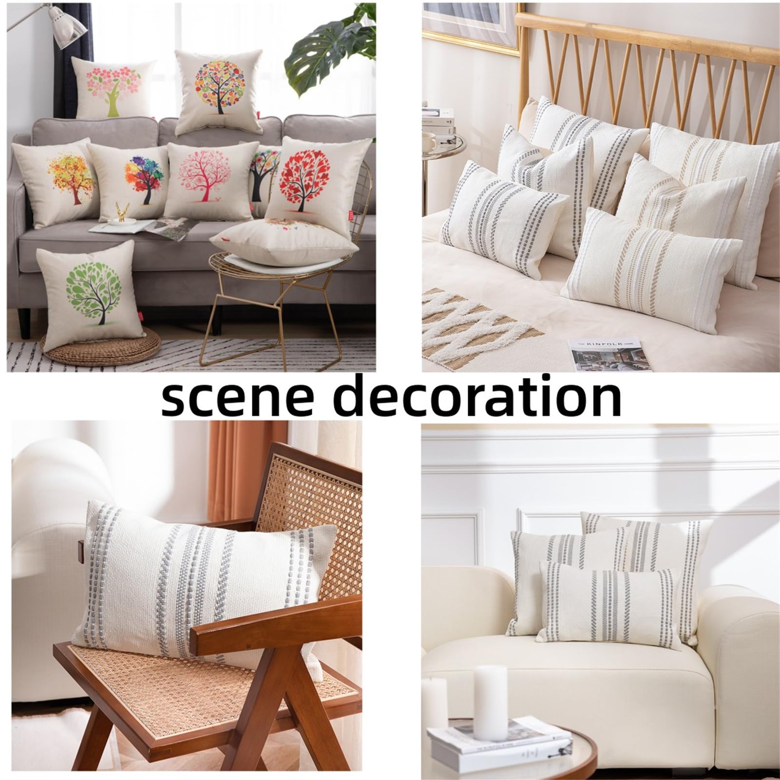 Amazon.co.jp: クッションカバー 35X35cm チェック柄 リネ座布団