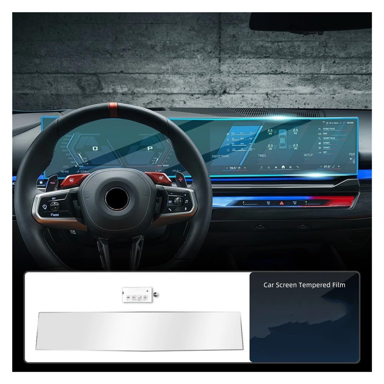 Protector de Pantalla para navegador de Coche BMW Serie 5 G60 2 en 1, Protector de Pantalla de Cristal Templado para Consola Central, Pantalla de navegación GPS y salpicadero.