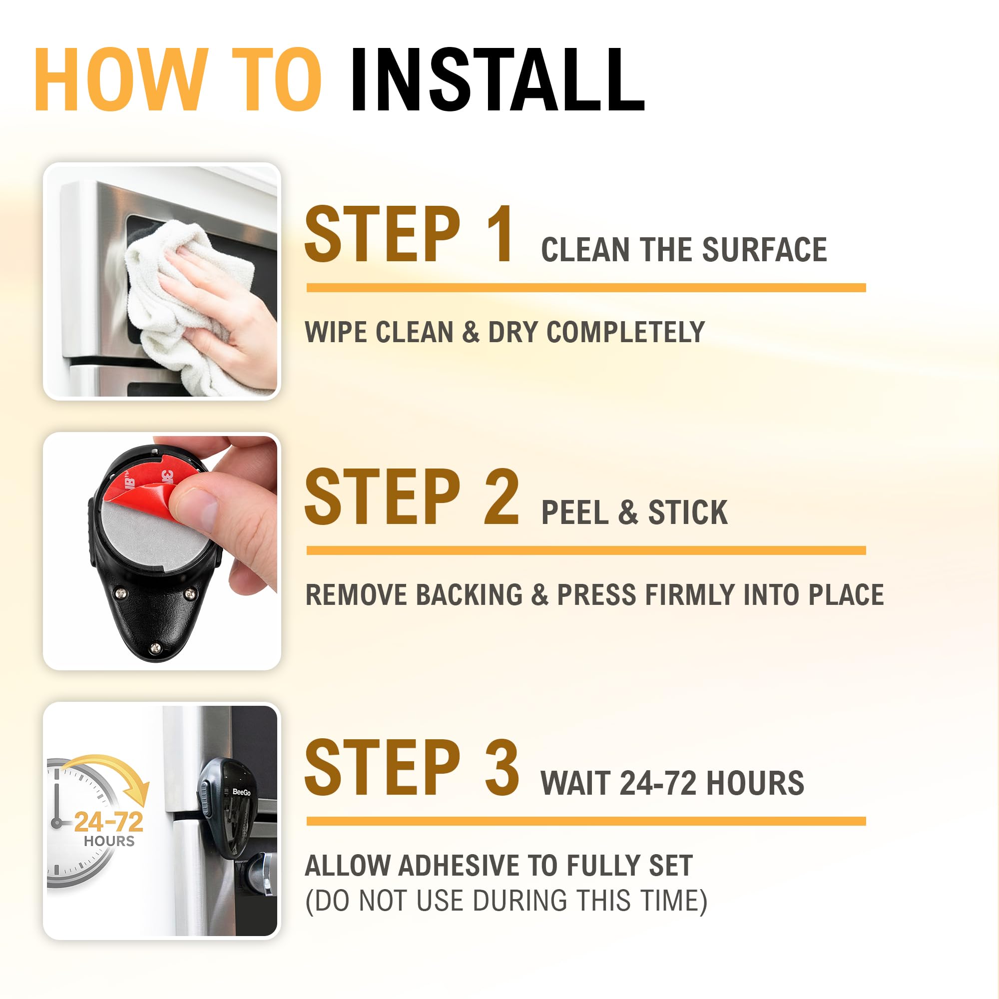 BeeGo® Oven Lock – Award-Winning Self-Adhesive Baby Proofing Child Safety Lock for Ovens, 1pc Black – Heat-Resistant, Easy to Install, No Tools Needed, Kitchen Safety Essential