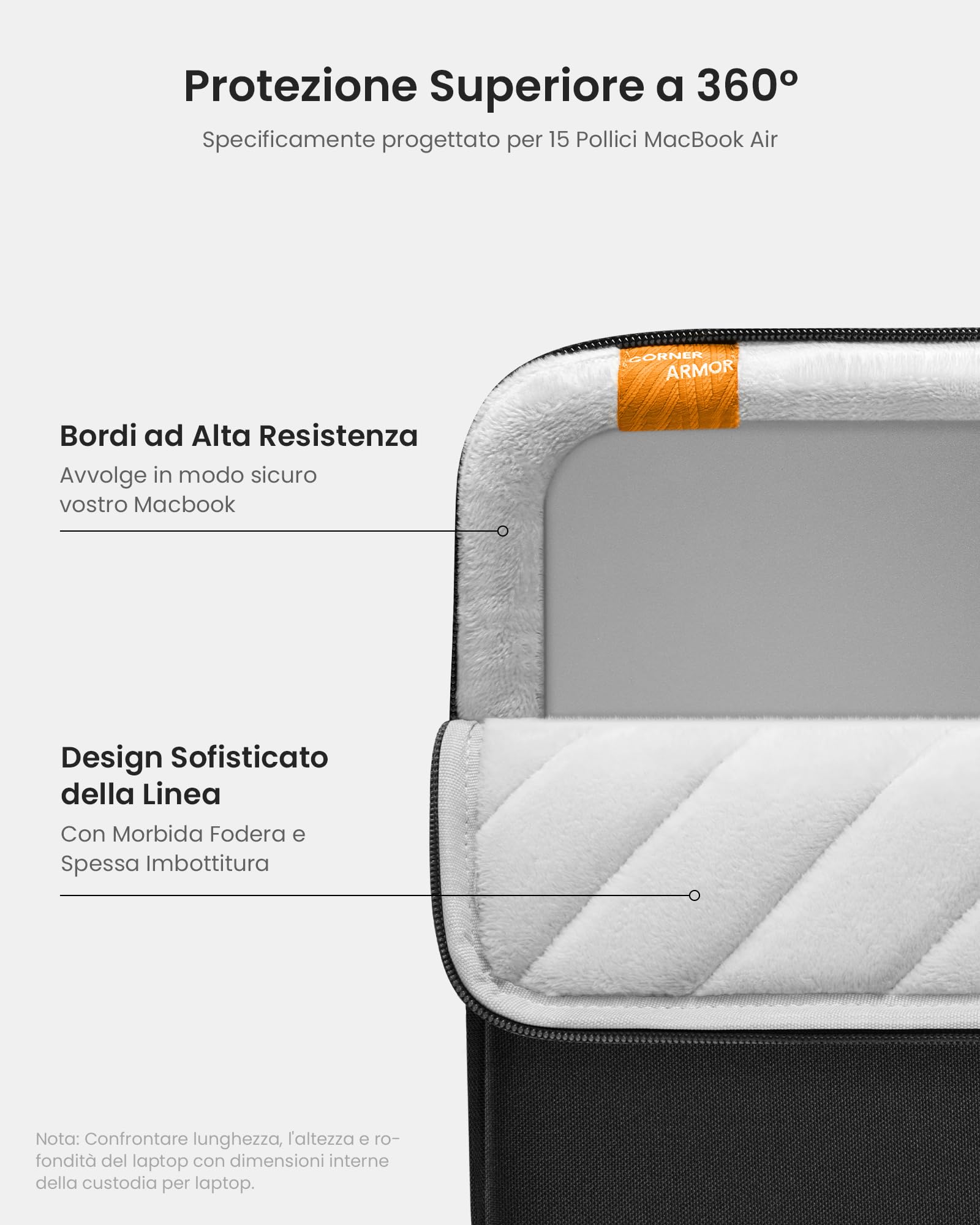 tomtoc 360° Custodia per 15 Pollici Nuovo MacBook Air M3/A3114 M2/A2941 2024-2023, 2024 15 Pollici Microsoft Nuovo Surface Laptop Copilot+ PC, 15" Microsoft Surface Laptop 6/5/4/3, Custodia per Laptop