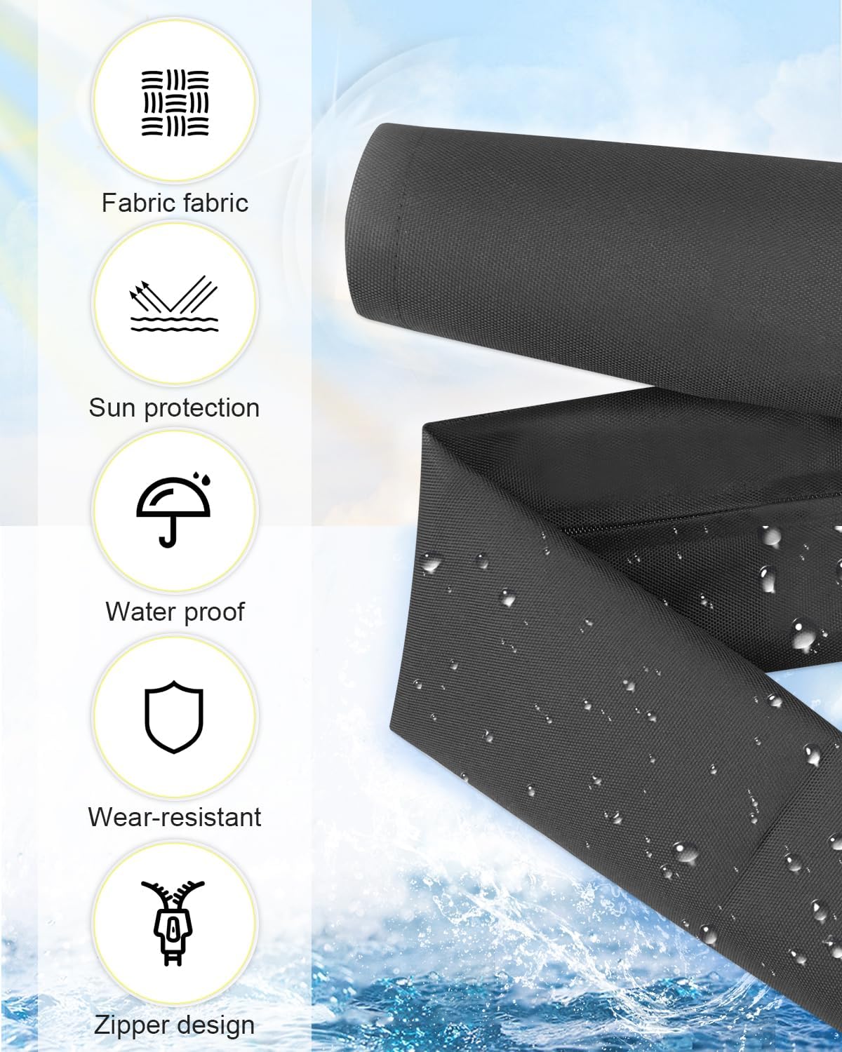 48-Inch Long Black Zippered Rigging Sleeve, ZRS-1-DP Casing, Trolling Motor Cable Organizer Sleeve 2PCS