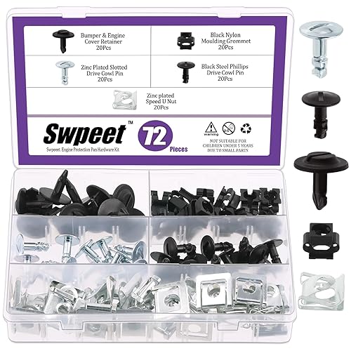 Swipeet - Kit de 72 piezas de accesorios de protección del motor, clips de cacerola, surtido de pasadores de tuerca para VW y Audi