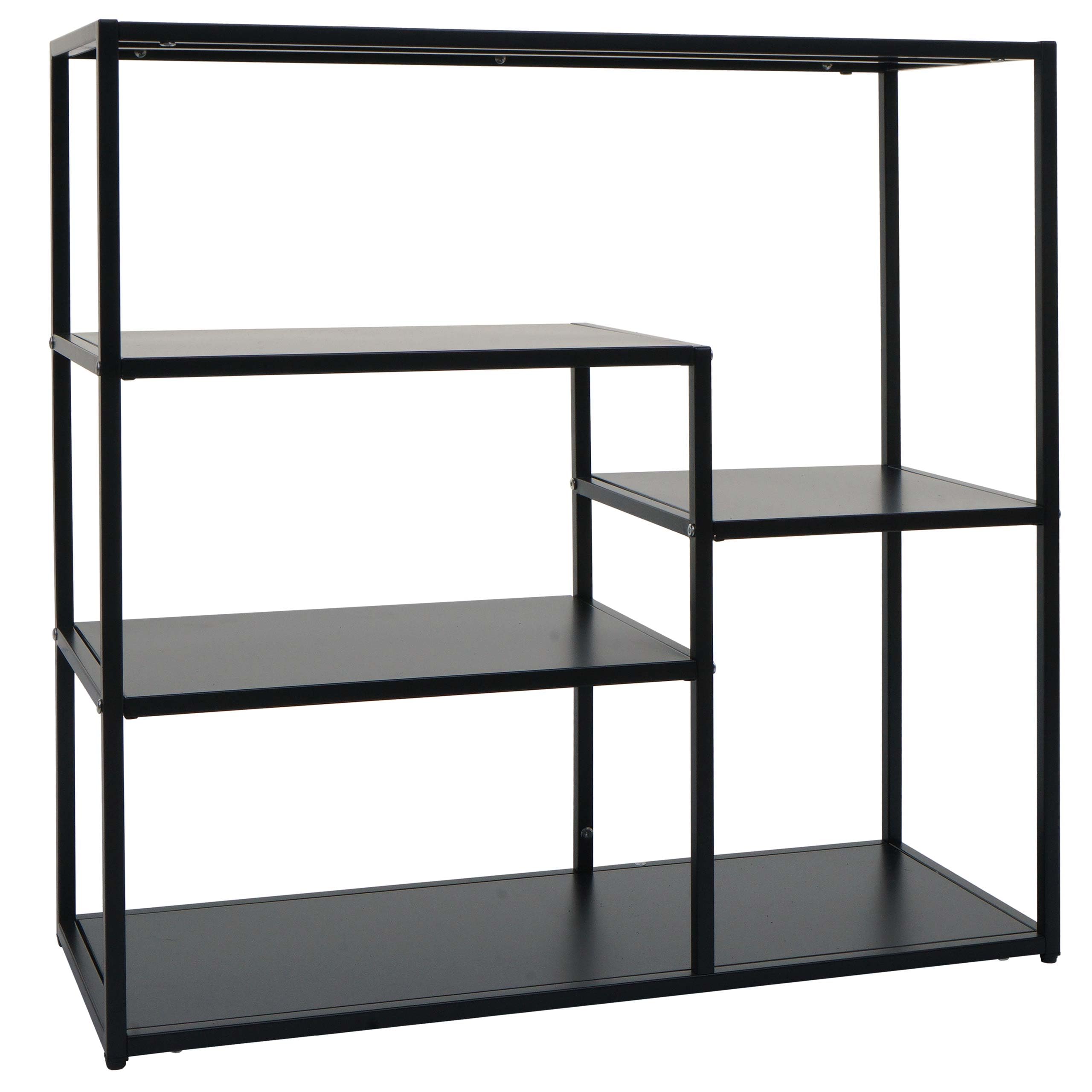 Mendler Regał HWC-P98, regał do mieszkania, regał stojący, przemysłowy metal, 80 x 80 x 30 cm, czarny