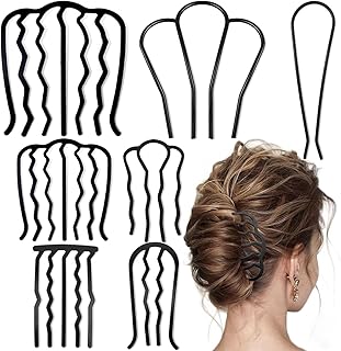 7 Pcs Metal Hair Side Combs Hair Fork Clip Teeth Hair Pin Stick for Updo Bun, U Shape Hair Combs for Vintage Hairstyle Hair Accessories, Thick&Fine Hair Combination