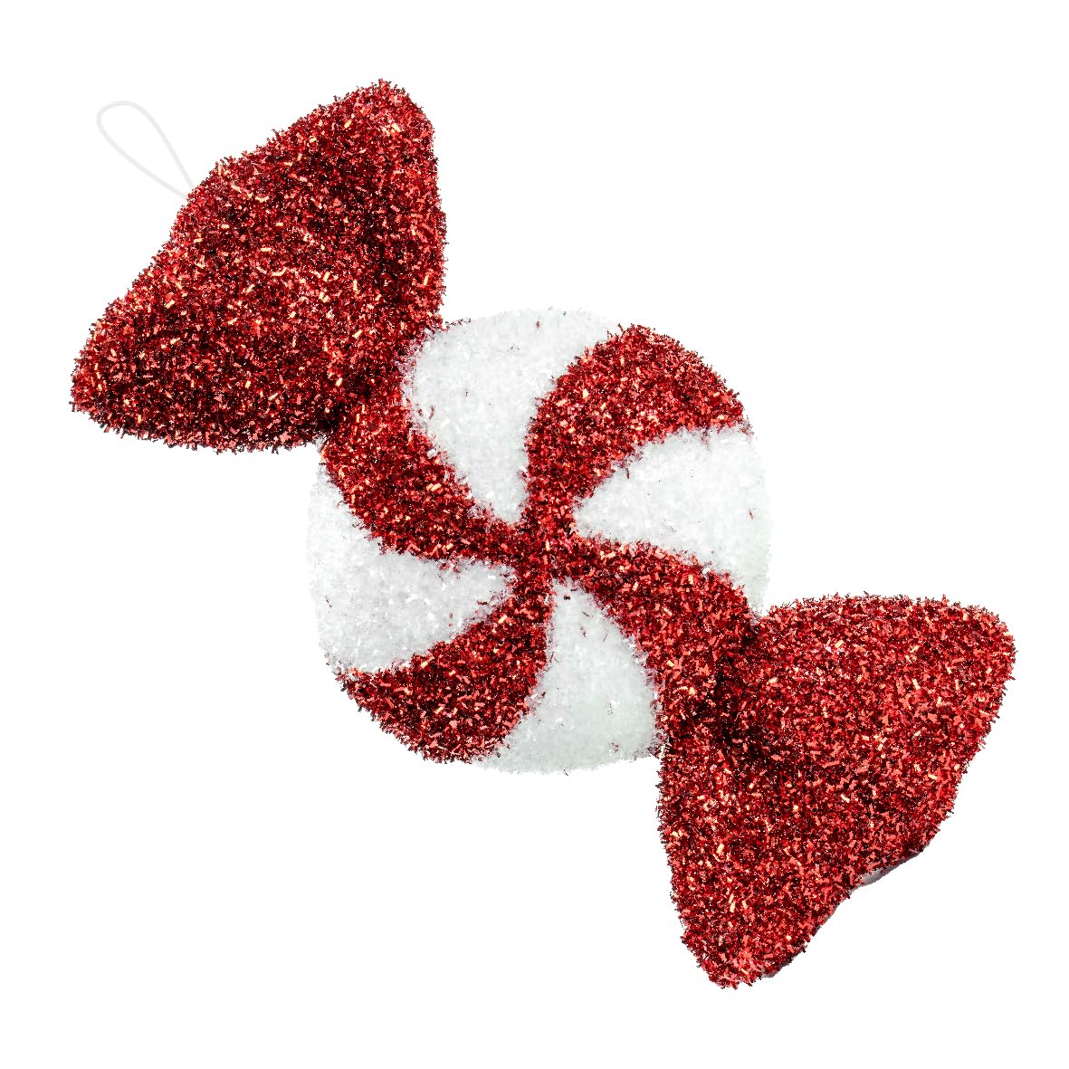 The Christmas Workshop Red, White Candy Cane Swirl Tinsel Decorations/Red And White Assorted Festive Christmas Tree Ornaments (1, Swirl Sweet)