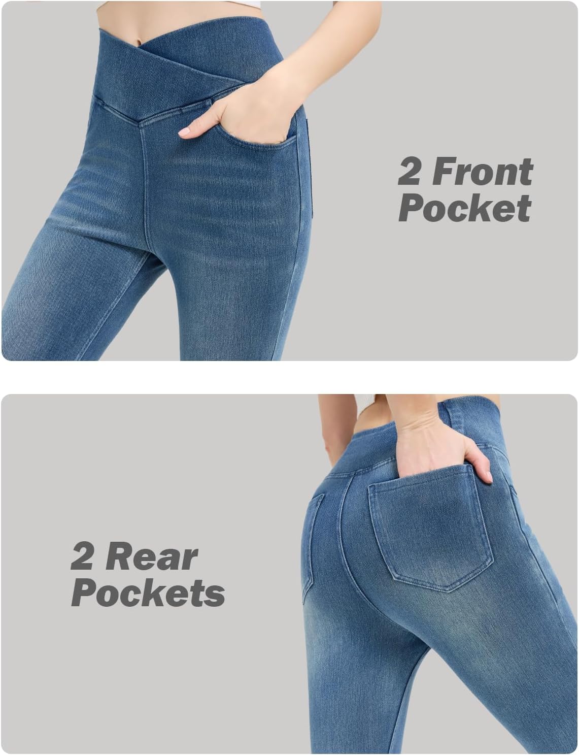 Women's High Waisted Flared Jeans Tummy Control Stretchy Denim Pants, Soft Comfortable Fit with Trendy Welt Pockets - Image 4