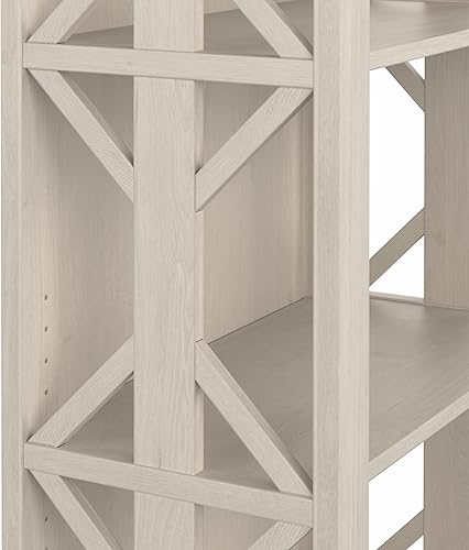 Miniatura 5 de Bush Furniture Homestead - Estantería rústica de 4 estantes en lino y roble blanco