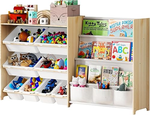 Organizador grande de almacenamiento de juguetes con estantería, organizadores de juguetes y almacenamiento con 8 contenedores de almacenamiento,