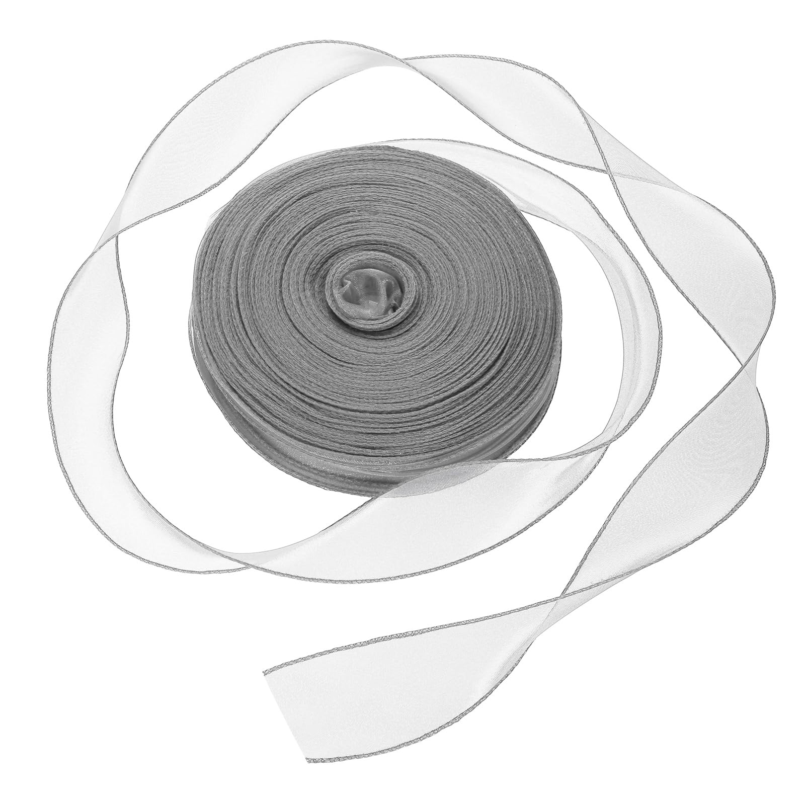 sourcing map Iridescent Organza Ribbon (4cm x 49 Yards/45m, Gray) Shimmer Fishtail Fabric Ribbons - Sparkly Practical, for Wedding Party Cake Flower DIY Decorations