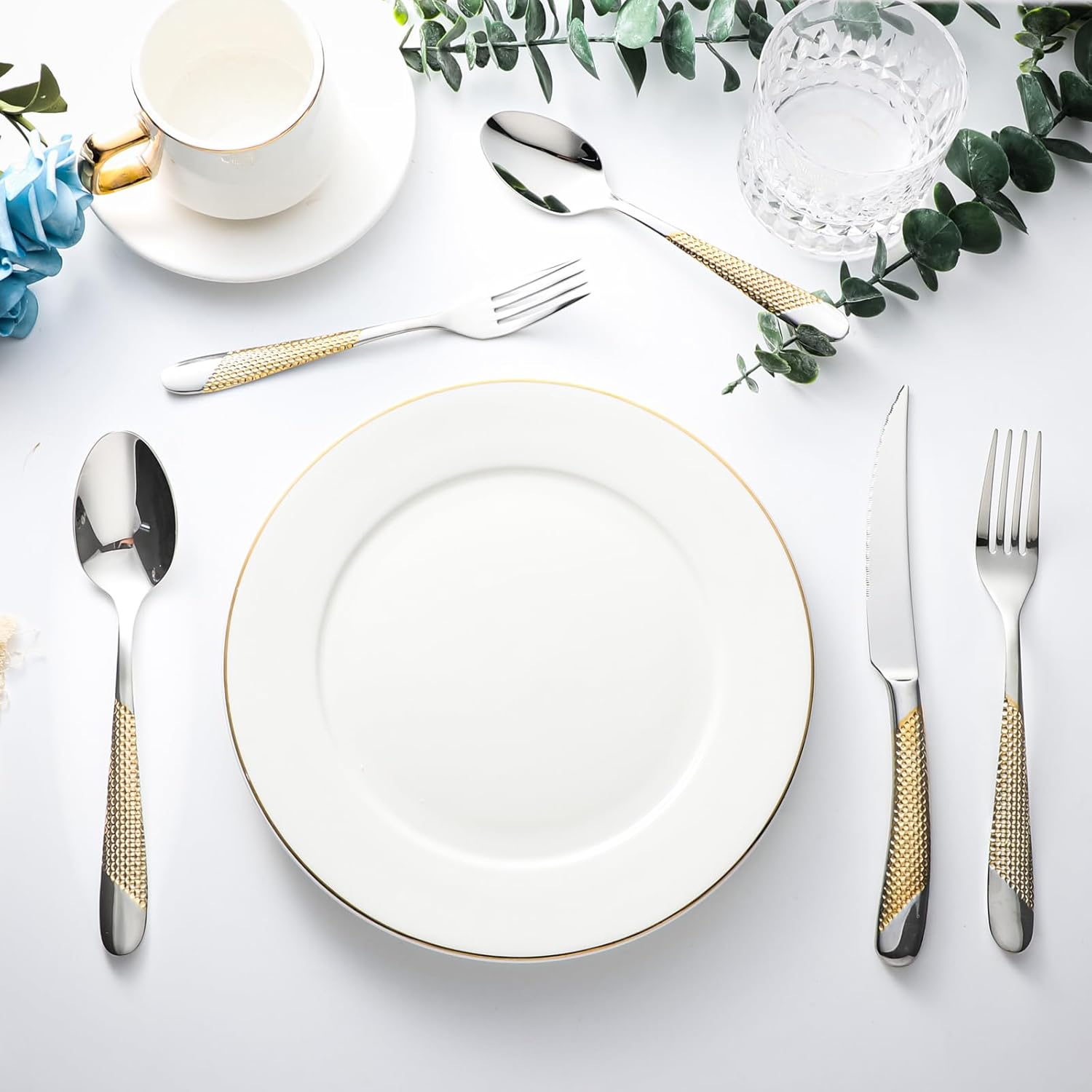 60-Piece Silverware Set Stainless Steel Flatware Sets for 12 Includes Knives Spoons Forks Heavy Duty Cutlery Set for Home Kitchen Hotel