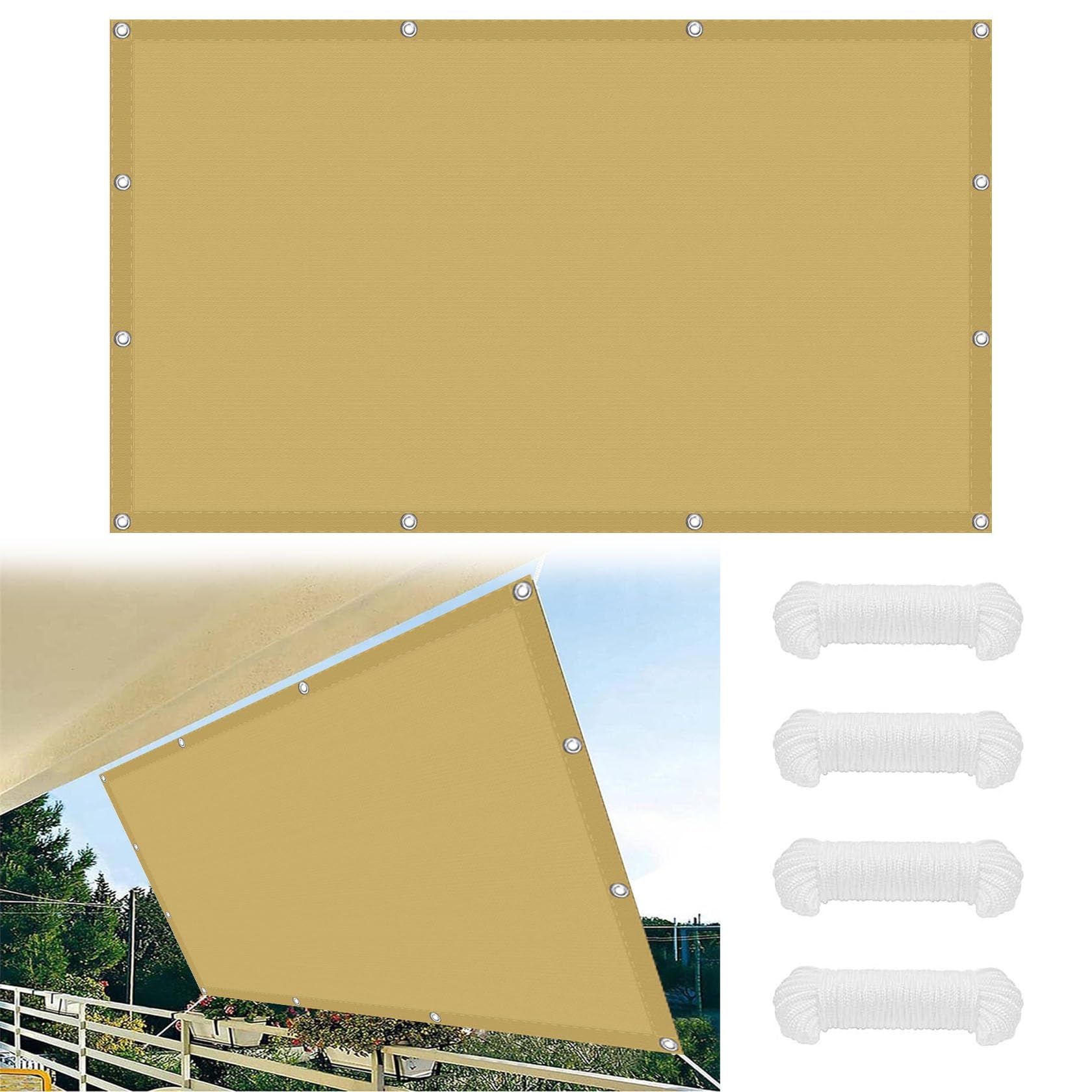 Voile ombrage étanche 1.7x7m contre la chaleur et la pluie sur le balcon