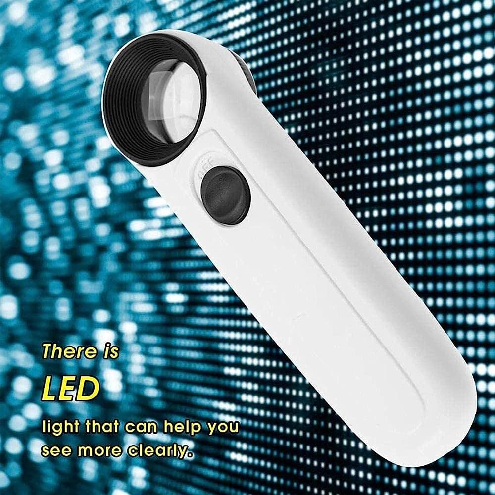 5x/15x/40x Handlupen mit LED-Beleuchtung, Gehäuse aus ABS-Kunststoff, Vergrößerungsglas/40x